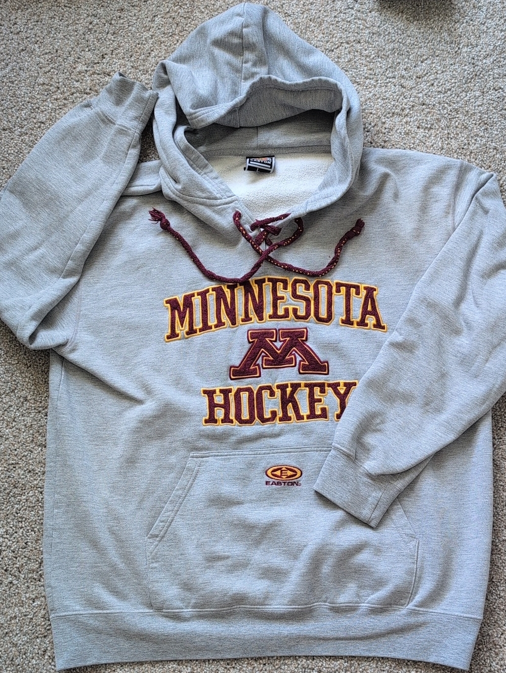 Golden Gophers Hockey Easton Gray Hoodie with Maroon and Yellow Trim